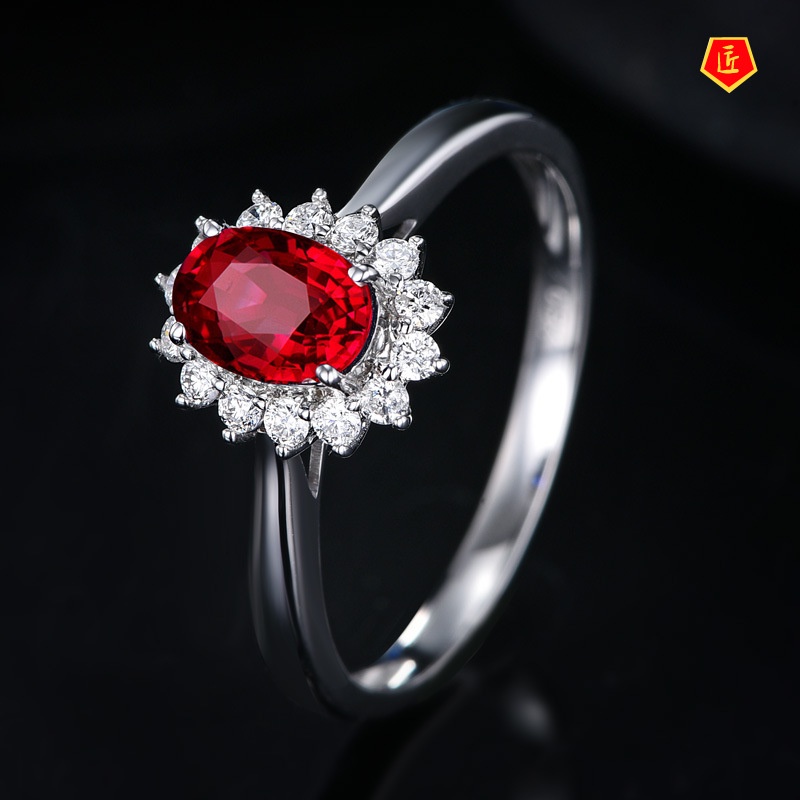 [Ready Stock]Classic Full Diamond Color Gemstone Sapphire Ring