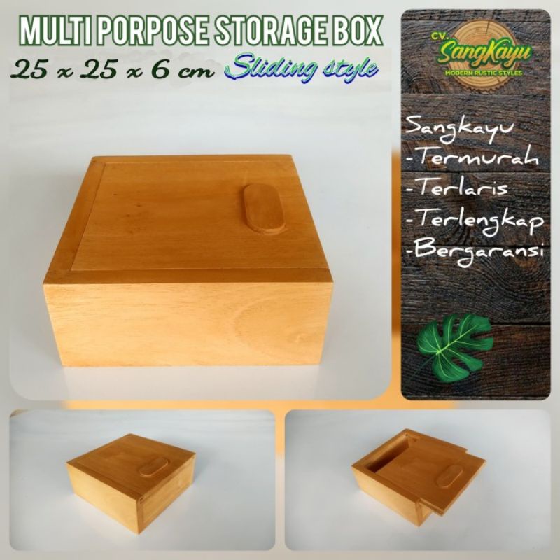 Kotak penyimpanan serbaguna 25x25 cm multi purpose storage box kayu