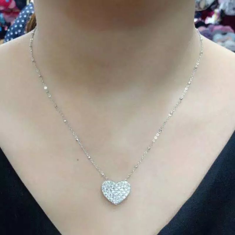 KALUNG JEDAR+ LIONTIN LOVE TUSUK MP FULL/ KALUNG PERAK ASLI SILVER 925 LAPIS EMAS/ KALUNG FASHION WANITA IMPOR TERBARU