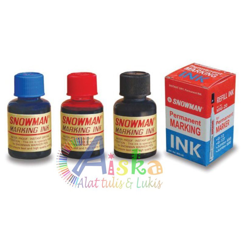 

REFILL Spidol PERMANENT Snowman Hitam, Biru, Merah (GROSIR &ECERAN)