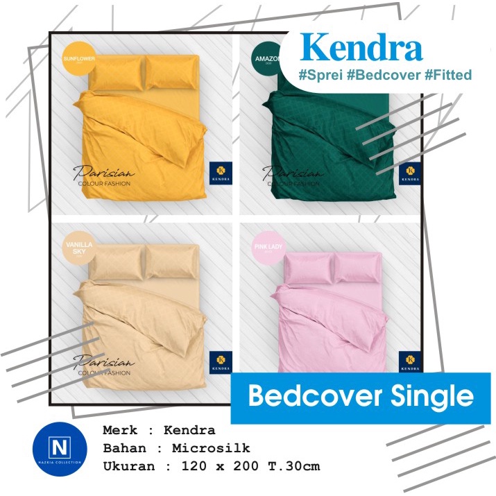 KENDRA Bedcover Set + Sprei Polos Single 120x200 Tinggi 30 120 T30 BC Banyak Pilihan dan Motif Menar