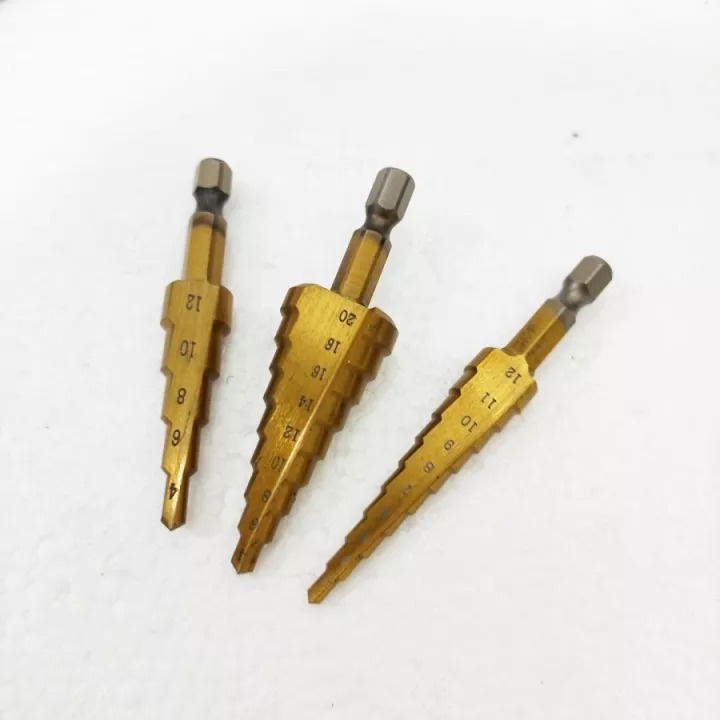 Mata Bor 3 PCS STEP DRILL dril mata bor Pagoda besi kerucut  TERMURAH