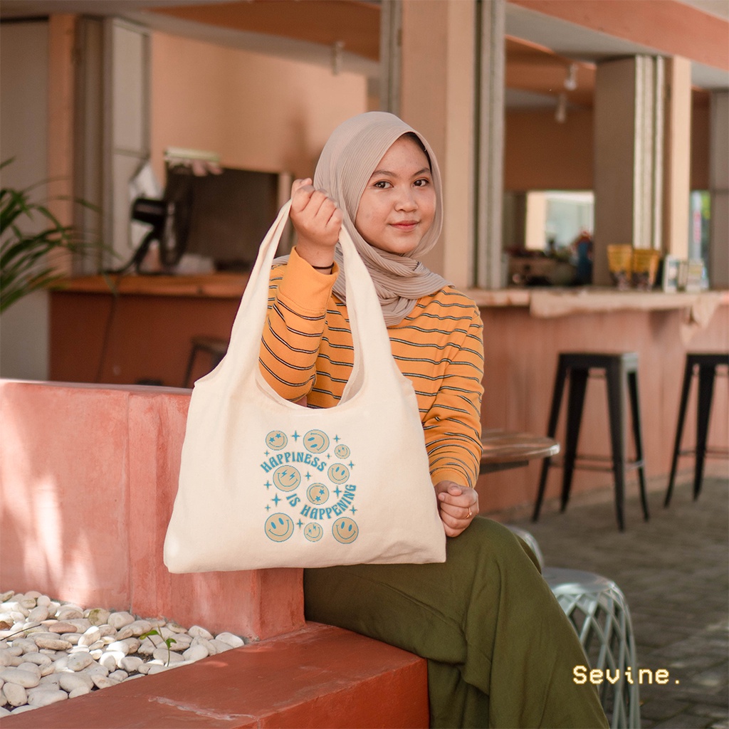 Sevine Totebag Kanvas Bonnie Tas Wanita Tote bag Kuliah Laptop Quotes Vintage Danish Pastel Groovy Retro Y2K Aesthetic - KGN