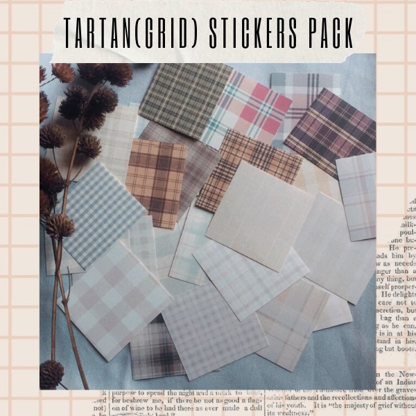 

[30 pcs] tartan grid stickers pack | stiker kotak-kotak | stiker tartan