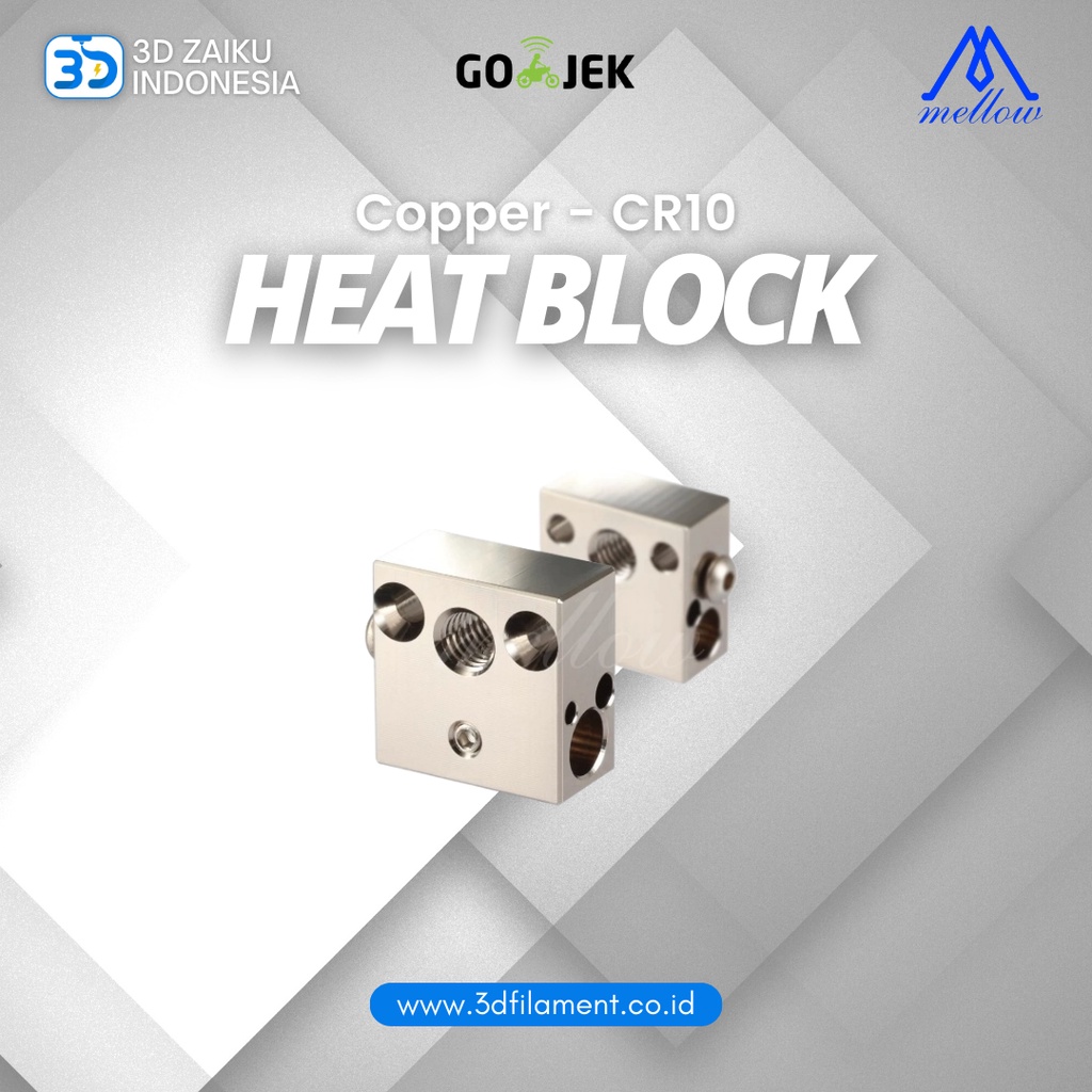 Original Mellow CR-10 Ender Series Plated Copper Heat Block