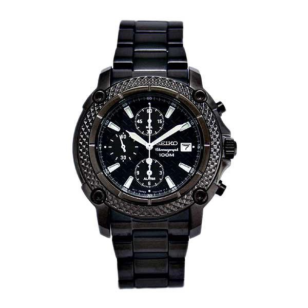 Seiko Quartz SNA779P1 Chronograph Black IP Bracelet | Jam Pria SNA779