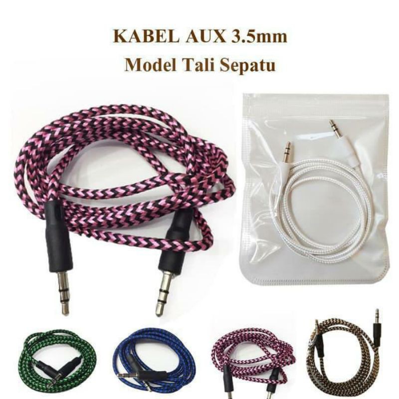 Kabel Aux 3.5mm 1in1 Model Tali Sepatu -Kabel Audio 1x1