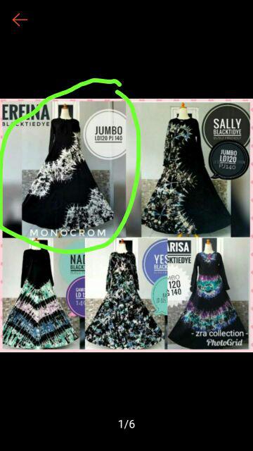 Gamis Kaos Maxi Dress Hitam Motif Abstrak Blacktiedye Ld 110-115 Busui Friendly Batik Pekalongan