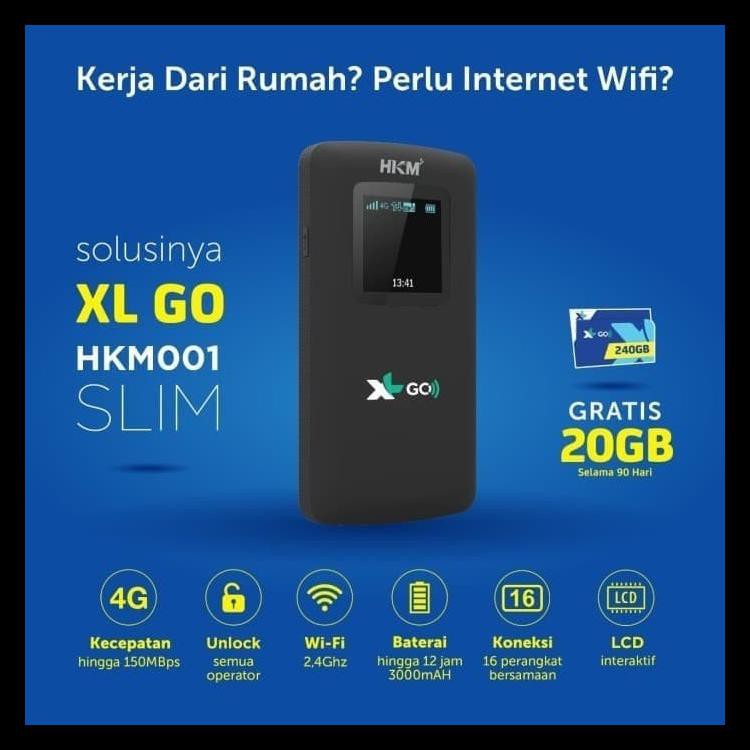 Modem Mifi Wifi 4G Hkm001 All Operator Free Perdana Xl Go Izi Bypass - Hitam