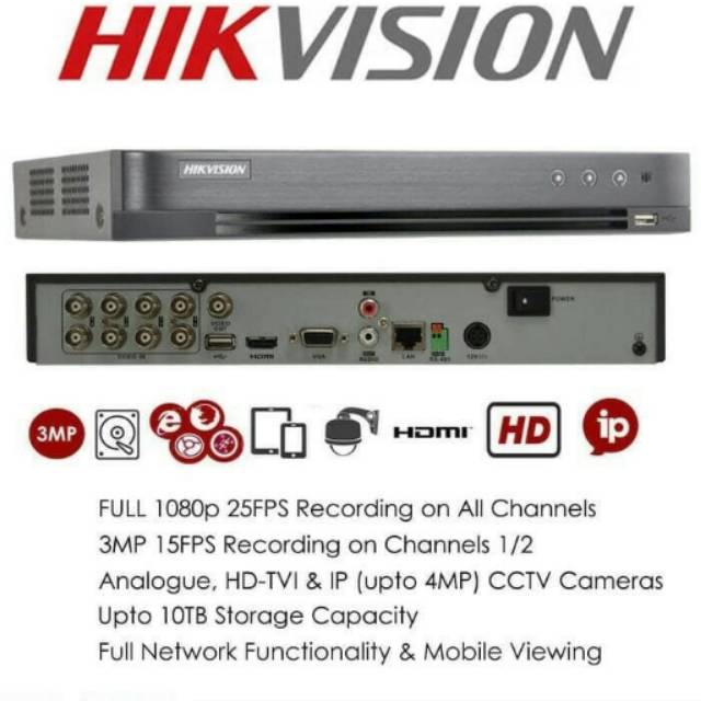 DVR CCTV HIKVISION TURBO HD DS-7208HQHI-K1 1080P FULL HD NEW HDTVI