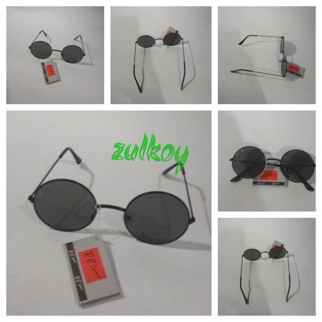 Kacamata bulat batang besi kaca hitam