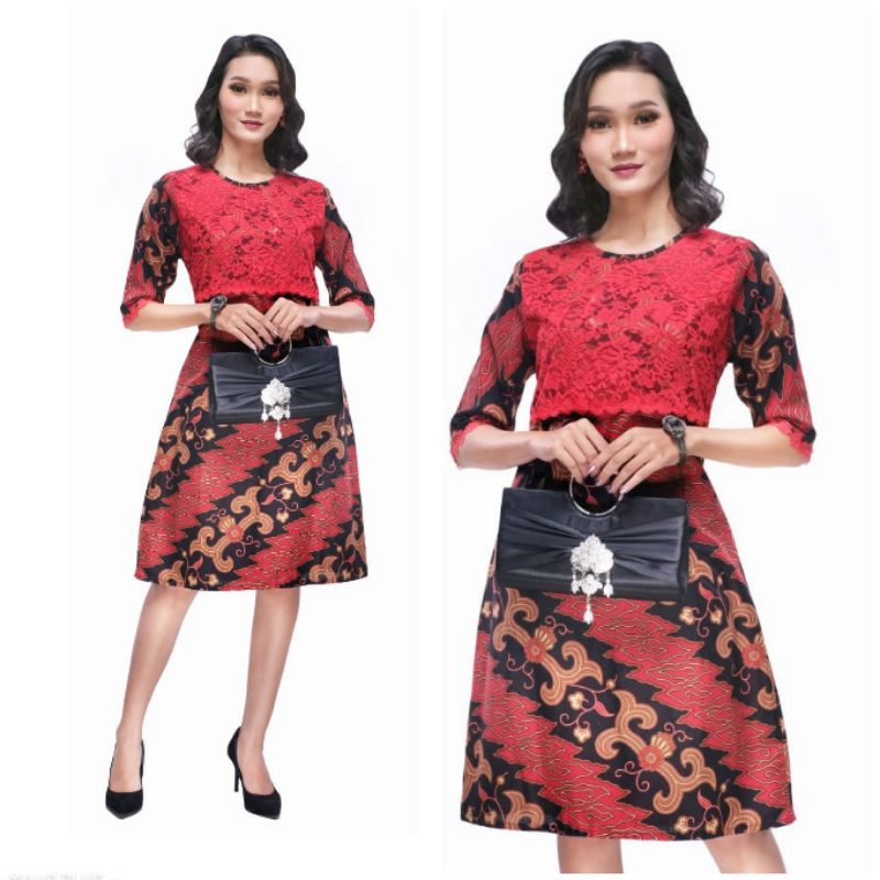 Dress Batik Modern Jumbo Tunik Big Size M L XL XXL 4L 5L Terusan Batik Seragam Kerja Wanita Lengan ¾ Bisa Couple GV-MM