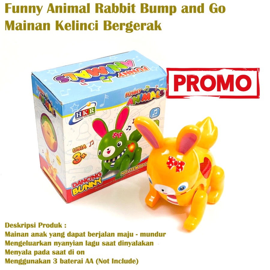 Mainan Hewan Bergerak Robot Funny Rabbit  Bump and Go / Mainan Robot Hewan Lucu