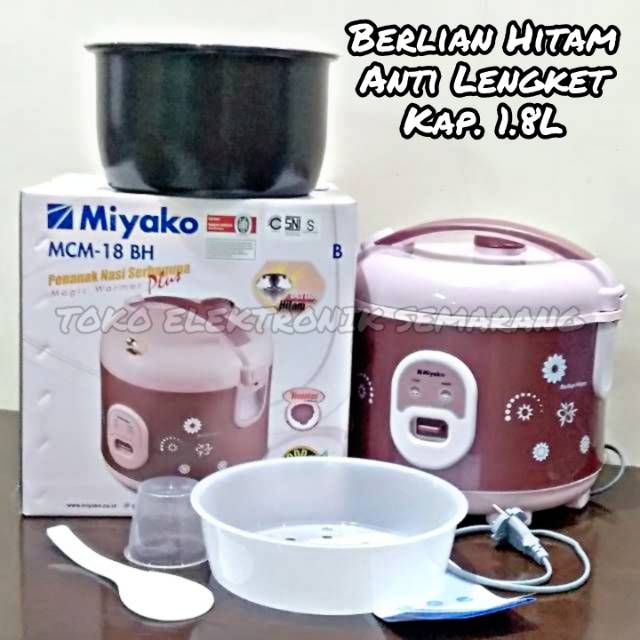 MAGIC COM MIYAKO 18 BH BERLIAN HITAM 1 3IN1 MEMASAK MENGUKUS DAN MENGHANGATKAN