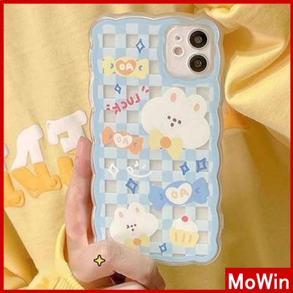 iPhone Case Silicone Soft Case Clear Case Wave Non-Slip Shockproof Camera Full Coverage Protection Bear Cute Blue For iPhone 13 Pro Max iPhone 12 Pro Max iPhone 11 iPhone 7 Plus