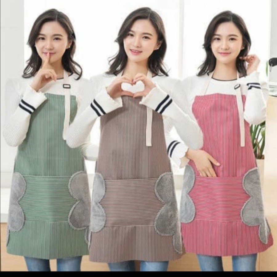 Celemek premium bisa lap tangan apron masak anti air minyak dapur set
