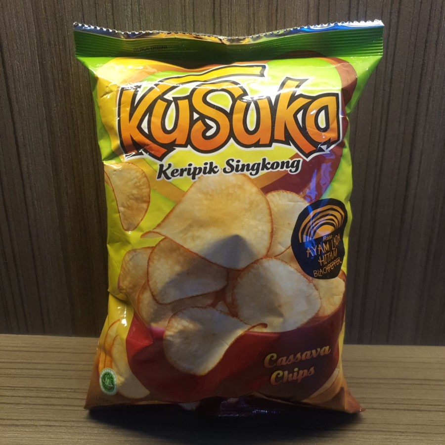 

Kusuka Keripik Singkong Cassava Chips Rasa Ayam Lada Hitam HALAL 60 Gr