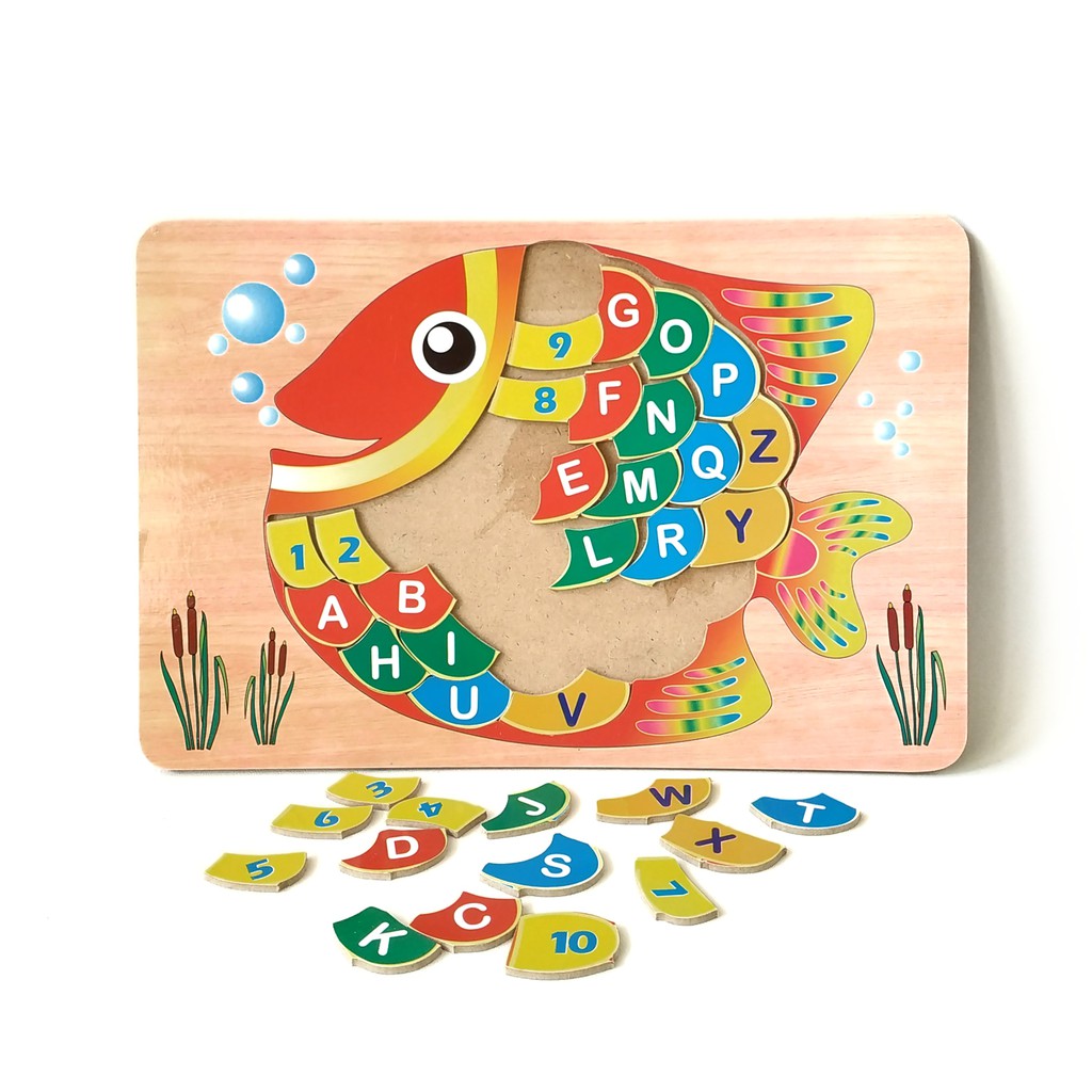 Puzzle Kayu Ikan Abjad