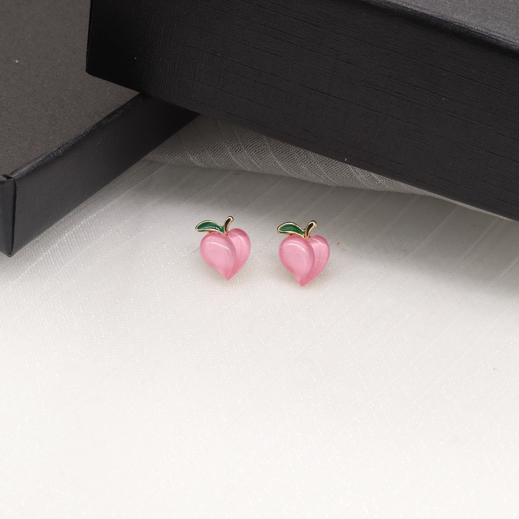 Anting Stud Desain Mutiara Peach Warna Pink