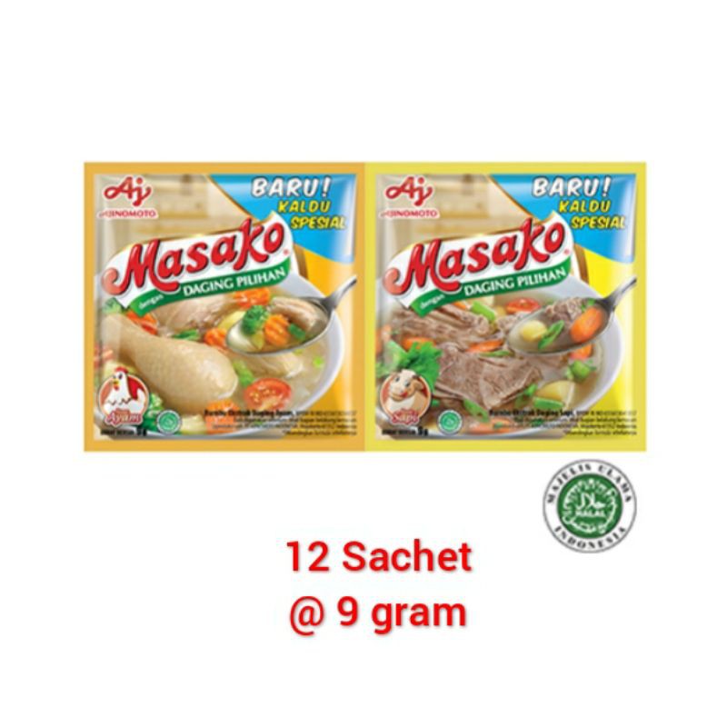 

Masako ayam atau sapi 9 gram x 12 sachet