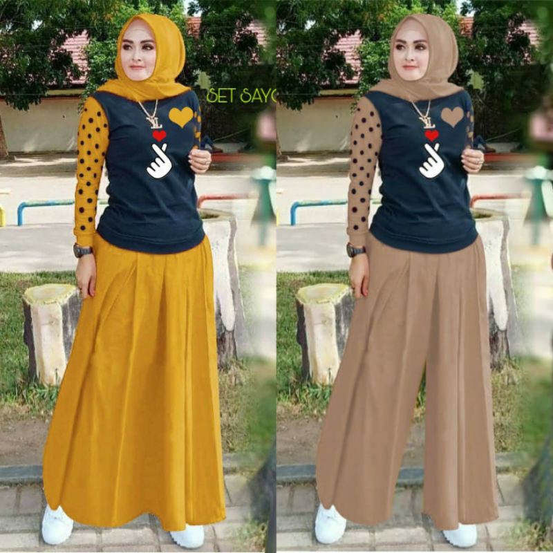 PCS SET CELANA KULOT ROSIDA DAN SET ROK SAYONARA BAHAN BABYTERRY CT