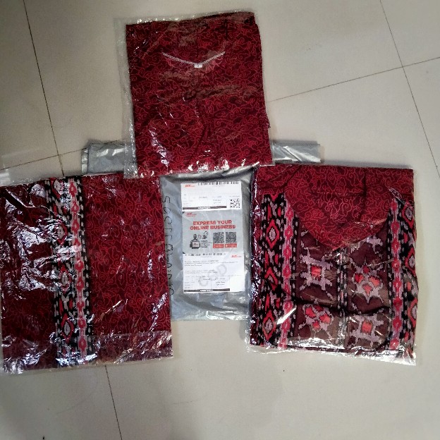 Batik Couple Keluarga Sania Ruffle Ori Ndoro Jowi Dnt Mega Merah