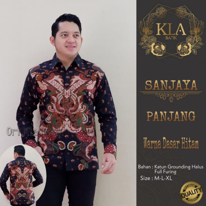 Kemeja Batik Pria Terbaru Batik Moderen Warna Hitam Batik Ori Solo Full Furing Baju Batik Premium