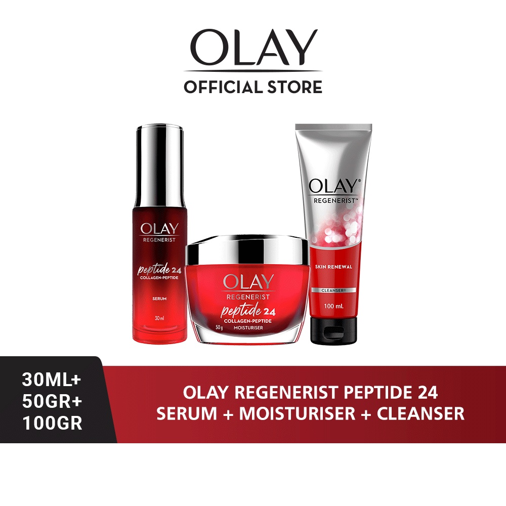 [Lebih Hemat] Olay Ritual Krim Pelembab & Serum Wajah Collagen Peptide 24 + Regenerist Sabun Cuci Mu