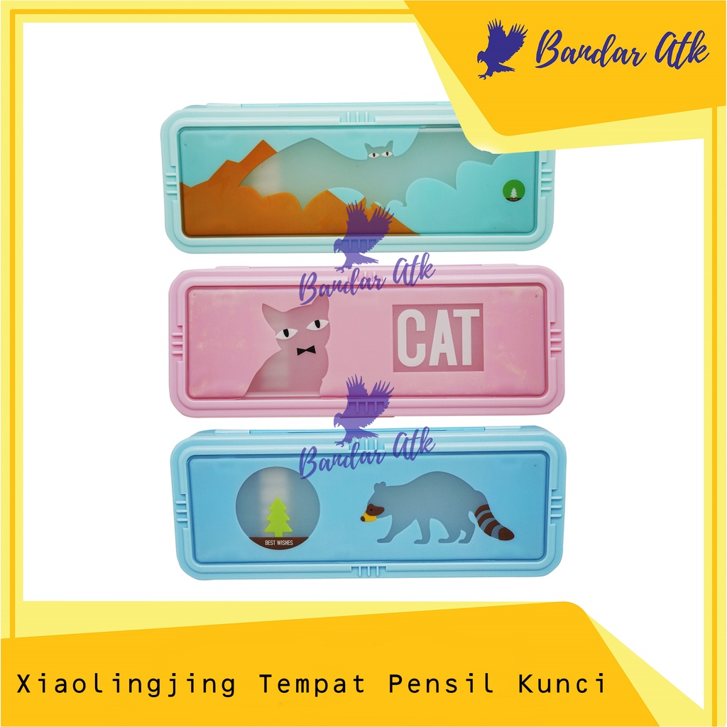 

XIAOLINGJING Tempat Pensil Kunci Kombinasi Pencil Case w Key [1 PCS]