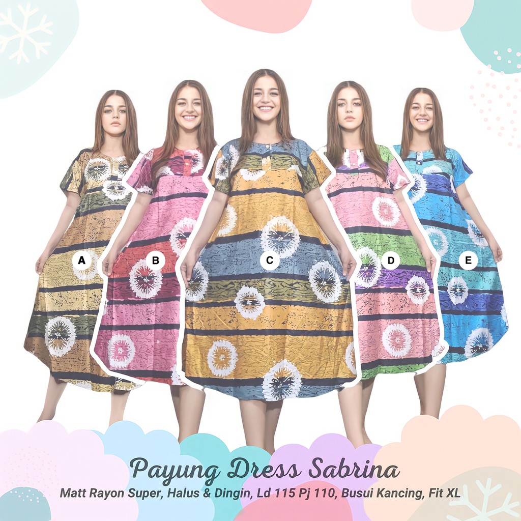 YashCollection Daster Payung Jumbo Bali Busui Bumil Bahan Rayon Motif Kekinian Fit XL-Payung Sabrina