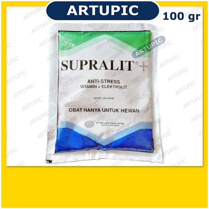 Supralit PLUS 100 gram Anti Stres Elektrolit Vitamin Unggas Ayam Mensana Artupic