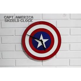 JAM DINDING KARAKTER UNIK TAMENG CAPTAIN AMERIKA BESAR ARTISTIK KAYU 3D VINTAGE Kevinart