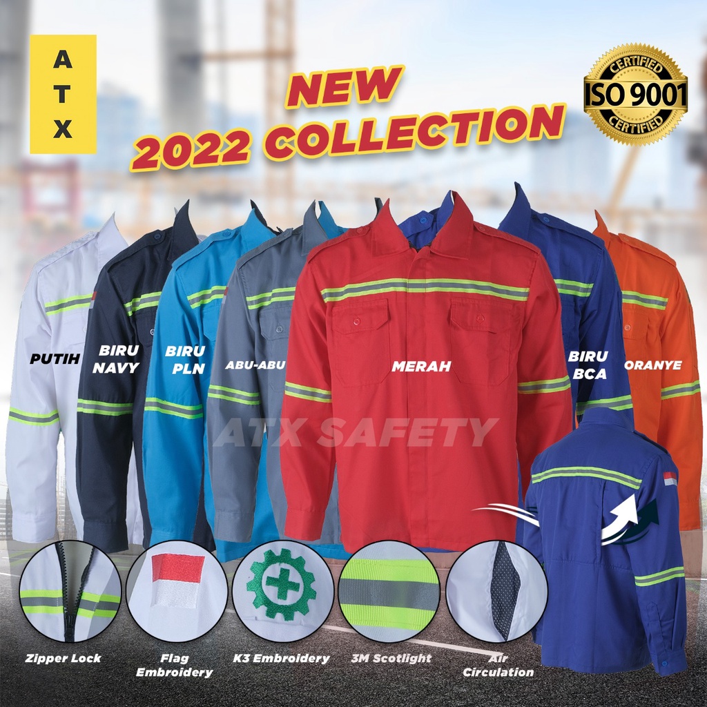 Wearpack Safety Baju Kemeja Kerja Lapangan Jaket Werpak Seleting ATX