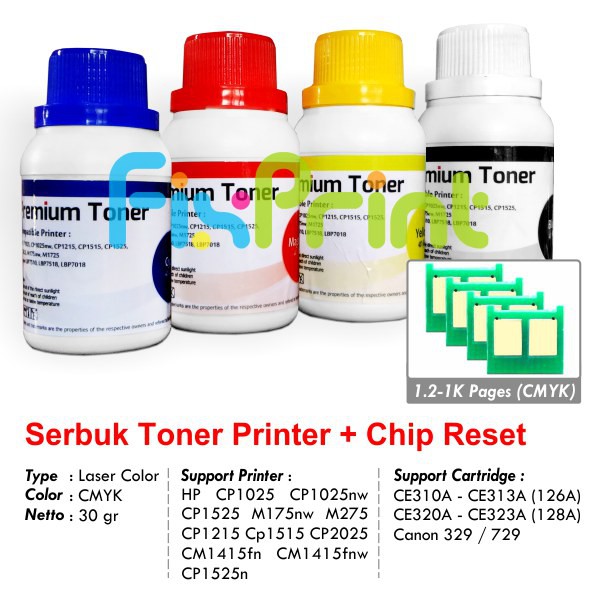 Serbuk Refill + CHIP Toner HP 130A CF350A CF351A CF352A CF353A Bubuk Cartridge Printer M177fw M176n