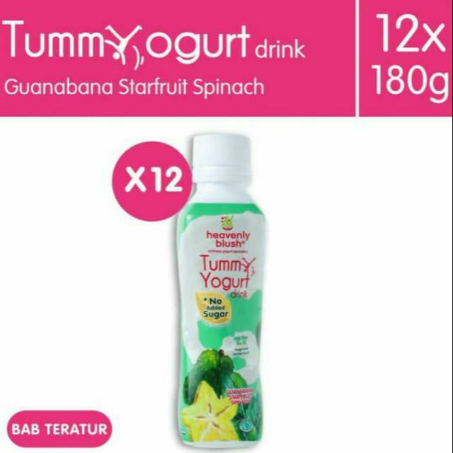 

Heavenly Blush Tummy Yogurt Drink Sugar Free Guanabana Spinach Star Fruit (12 btl x 180 ml)