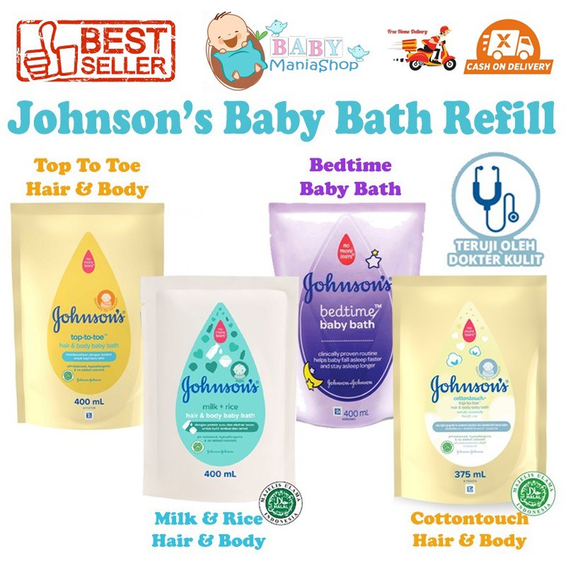 JOHNSON'S BABY BATH Milk&amp;Rice/Top To Toe/Bedtime/Cottontouch Johnson 400ml 375ml 500ml Babymaniashopid