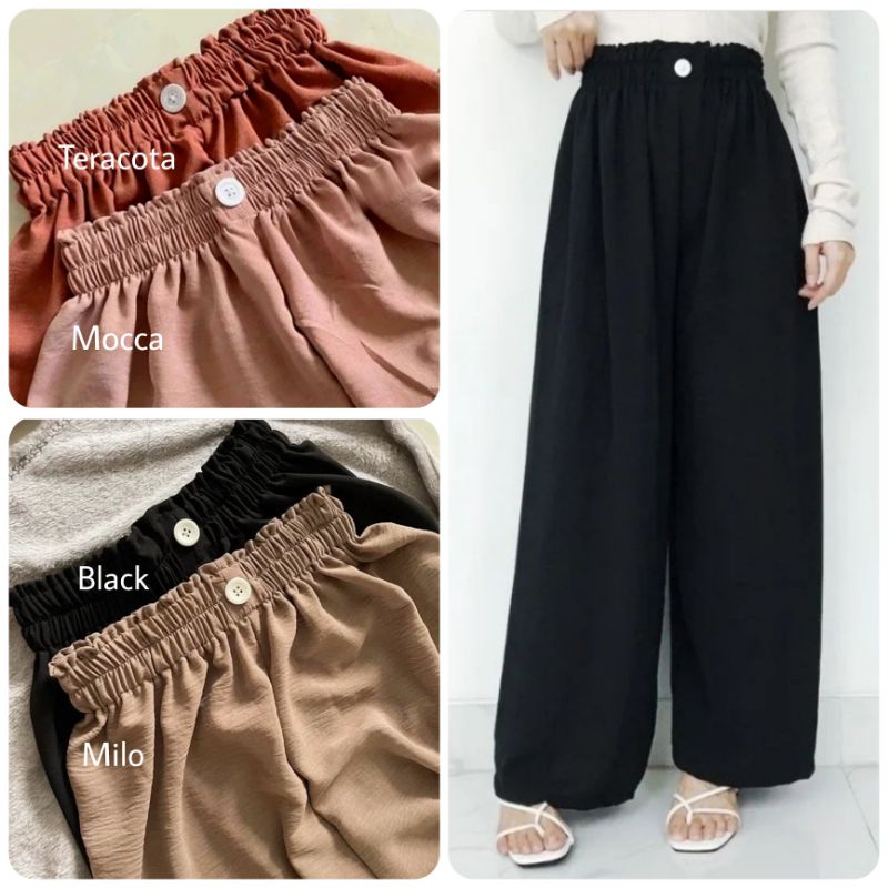 Kulot Crinkle Wanita Premium Kekinian / Celana Kulot Polos Wanita / Perempuan / Cewek