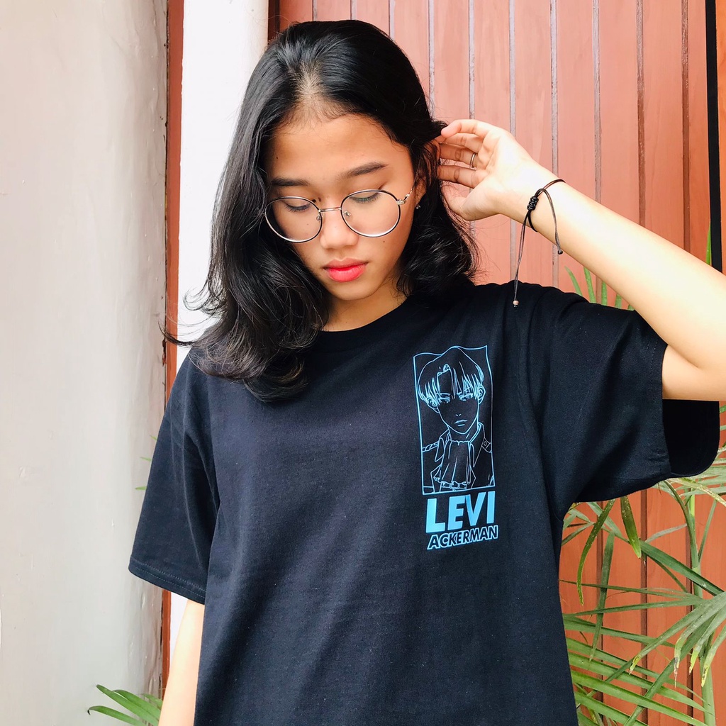 Kaos Levi Special Corps Black Anime Manga Attack On Titan SNK Premium Unisex