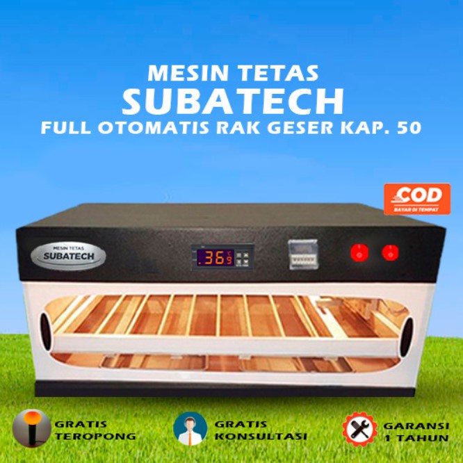 Mesin Tetas Telur Full Otomatis Penetas SUBATECH Rak Geser MTFORG 50 60 RMT