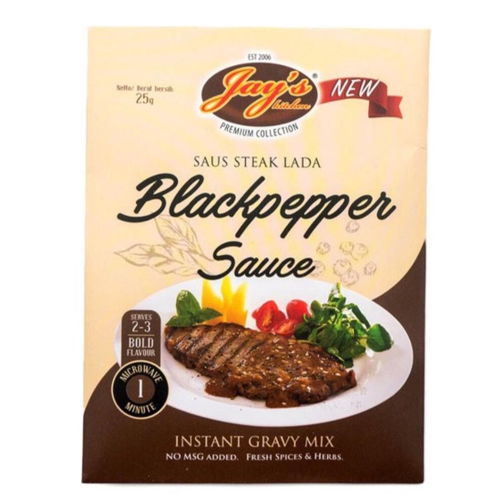 JAYS KITCHEN Blackpepper Steak Gravy Sauce 25g Saus Lada Hitam No MSG