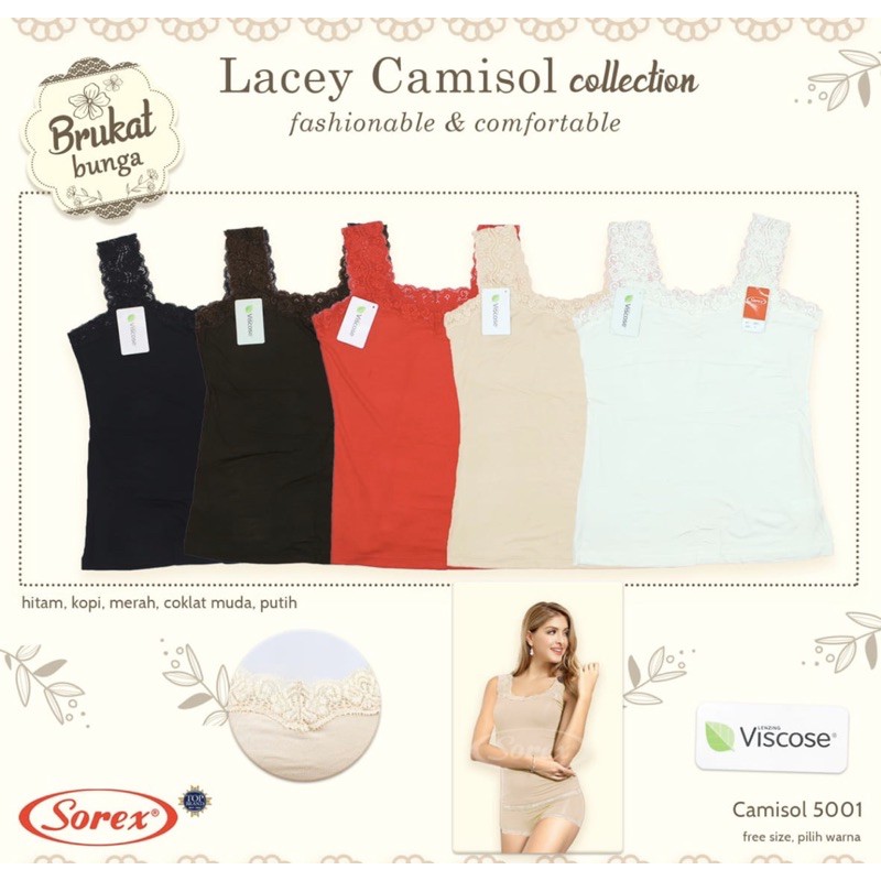 Tanktop / Camisol Perempuan SOREX 5001 Bahan Katun Viscose Freesize