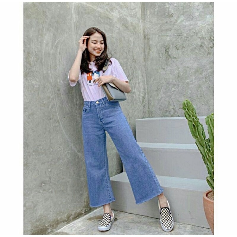 Highwaist Kulot Jeans wanita Rawis
