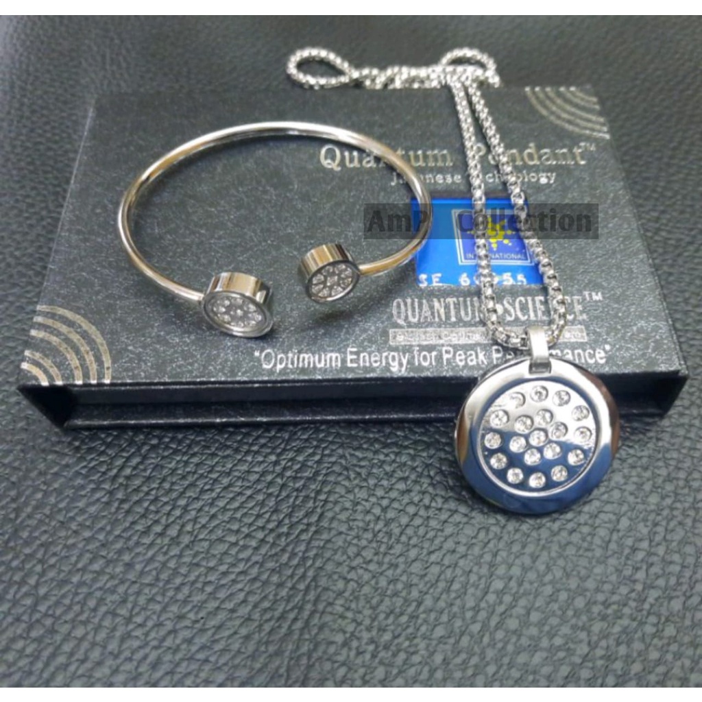 kesehasatan KALUNG KESEHATAN QUANTUM PENDANT 1 SET DENGAN GELANG ORIGINAL BOX + SERTIFIKAT ion negat