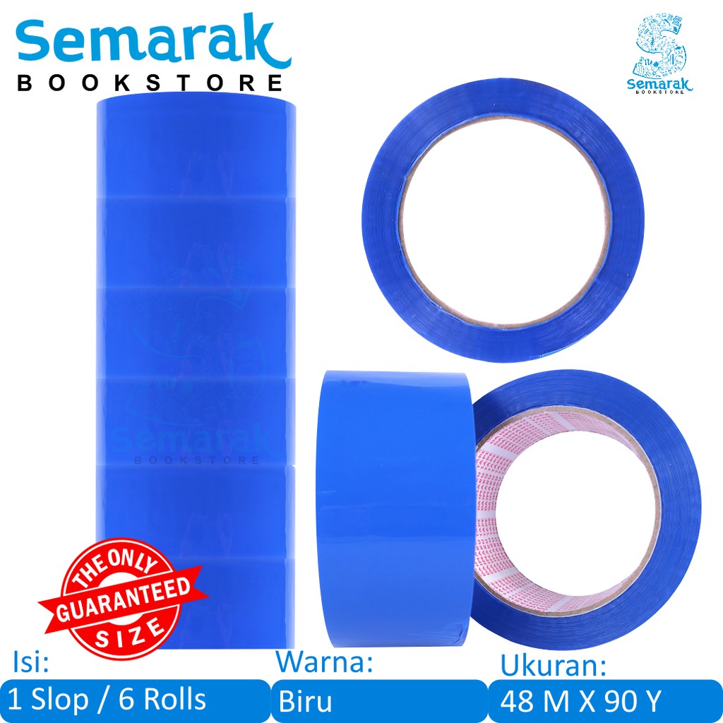 

Daimaru OPP Tape Lakban Pengemasan 48 MM X 90 Y - Biru [1 Slop / 6 Rolls]