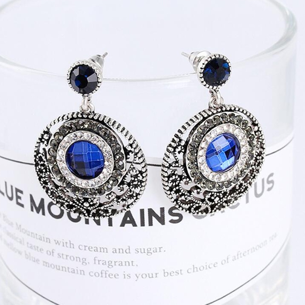 Hu Hu Hu Hu Hu Alat Bantu Pasang Kacamata♡ Anting Tusuk Bentuk Bulat Aksen Berlian Imitasi Gaya Retro Untuk Wanita