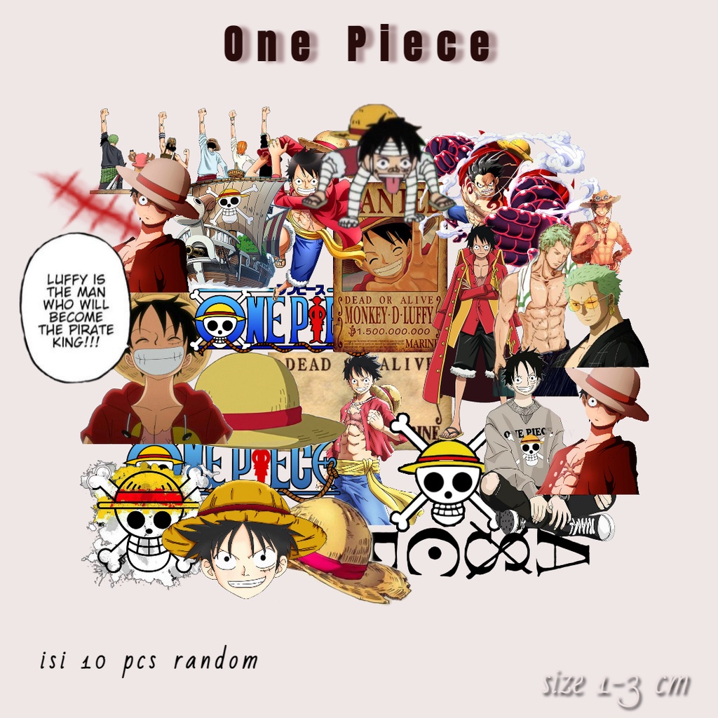 

10 Pcs Random One Piece Stiker/Anime Stiker Mini Size