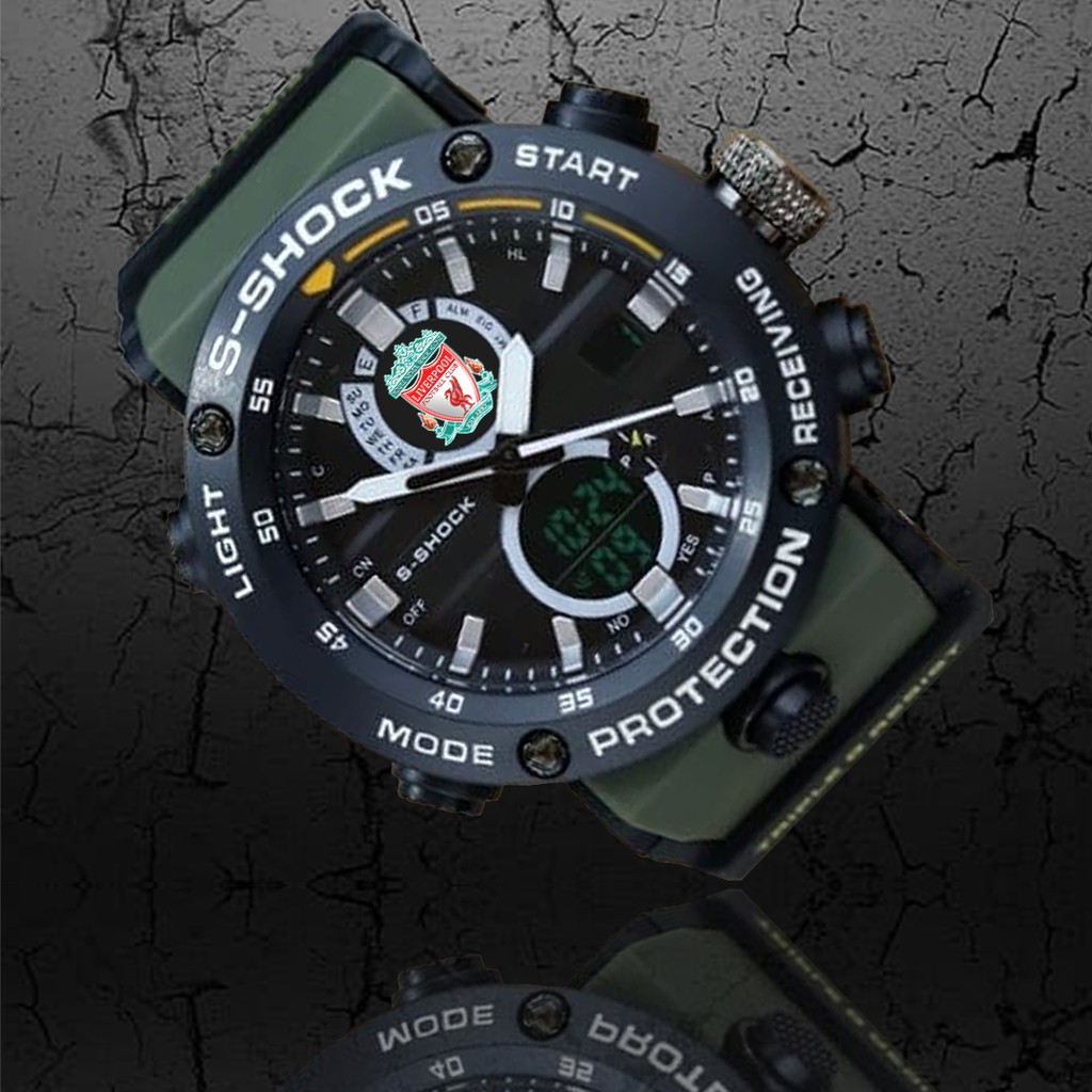 (EXCLUSIVE) Jam Tangan LIVERPOOL Double Time - Tali Hijau Army