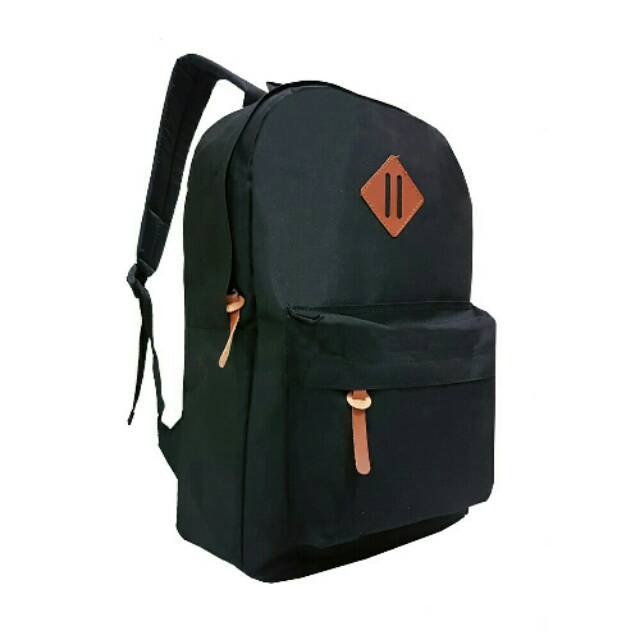 Tas ransel pria dan wanita polos tas distro pria tas fashion pria - Black