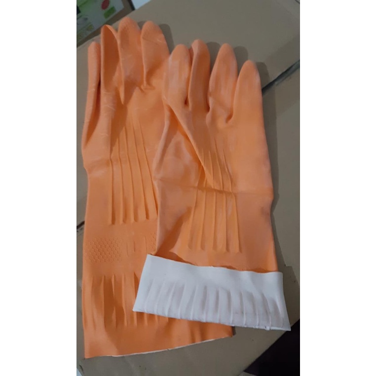 Sarung tangan ORANGE / SARUNG TANGAN KARET ANTI SELIP / SARUNG TANGAN CUCI PIRING PROYEK 30CM/SARUNG TANGAN SERBAGUNA MULTIFUNGSI/SARUNG TANGAN CUCI PIRING KEBUN PROYEK