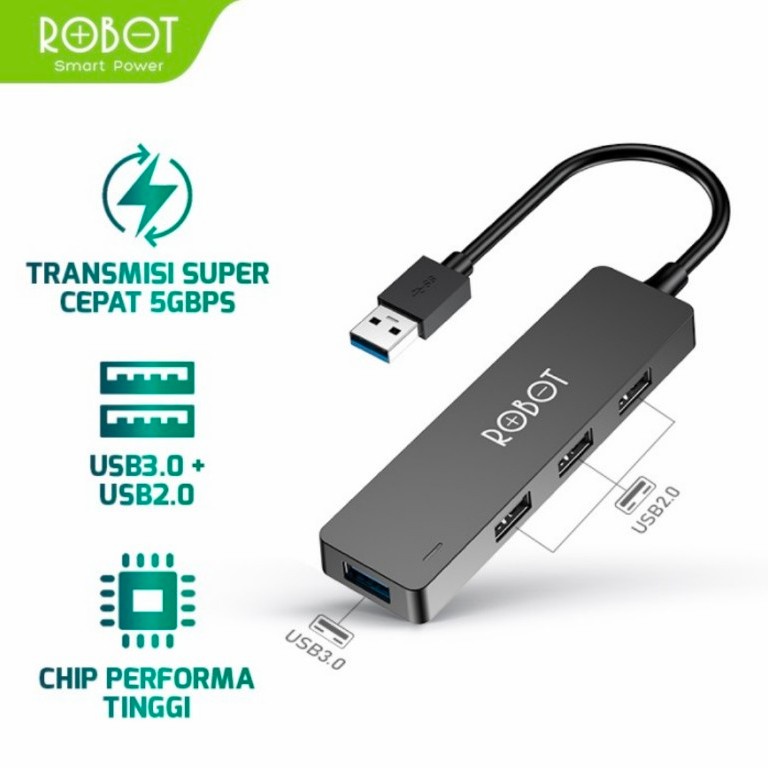 ROBOT H160 USB HUB 4 Port USB 2.0 &amp; USB 3.0 High Speed 5GBPS Plug&amp;Play